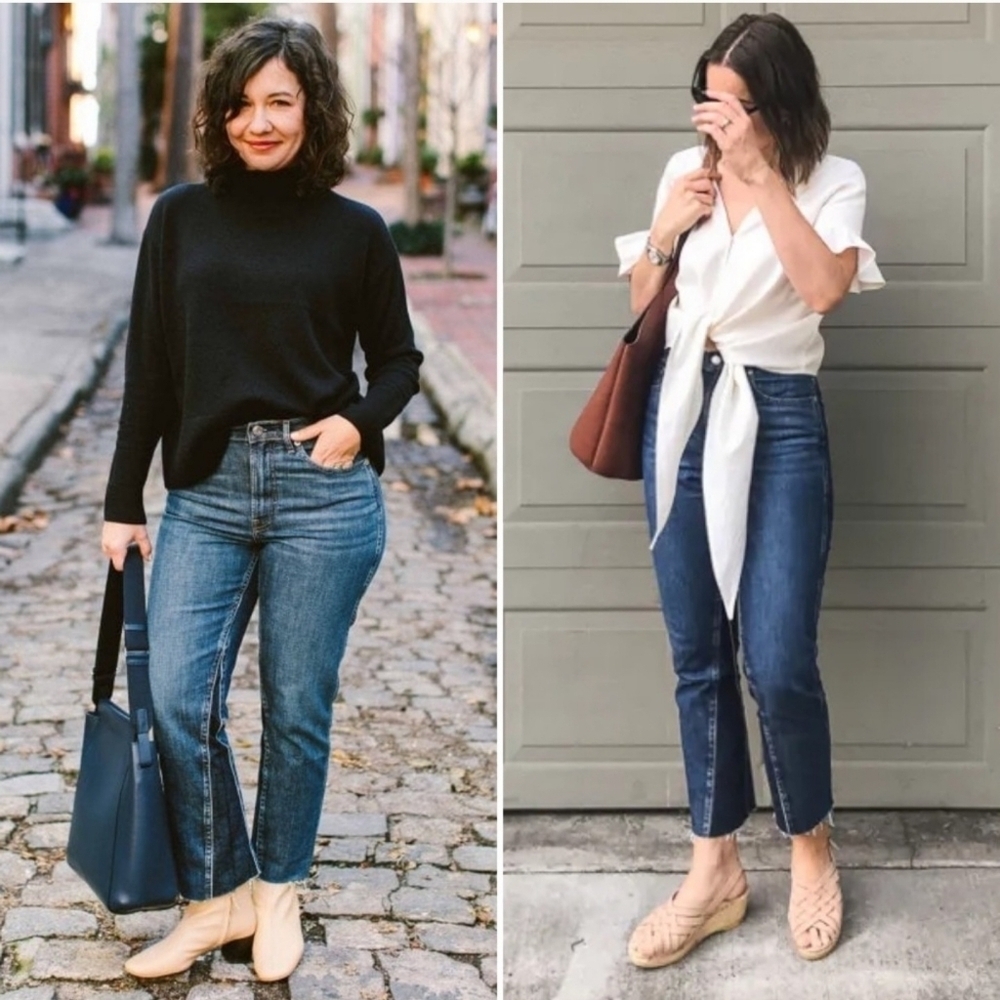 Everlane The Cheeky Bootcut Two-tone Raw Hem Jeans Size 30